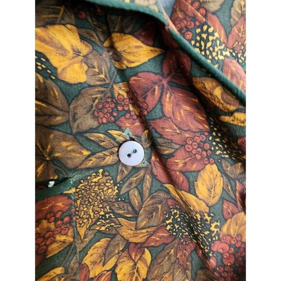 Vtg Talbots Petites Sz 8 100% Silk Cottage Witchy Faux Wrap Dress Fall Floral - Picture 6 of 7